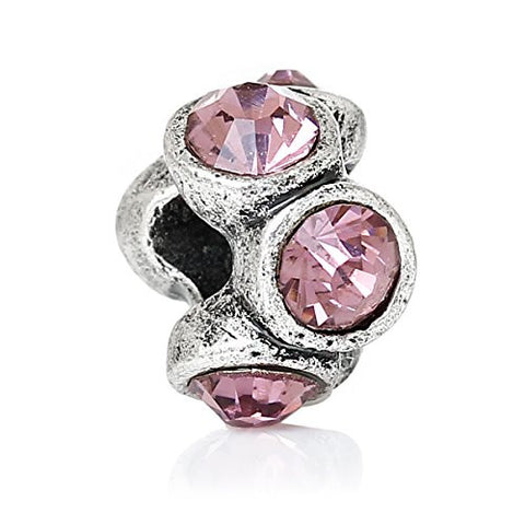 Birthday Month Charms W/ Round  Crystals Bead  (February) - Sexy Sparkles Fashion Jewelry - 1