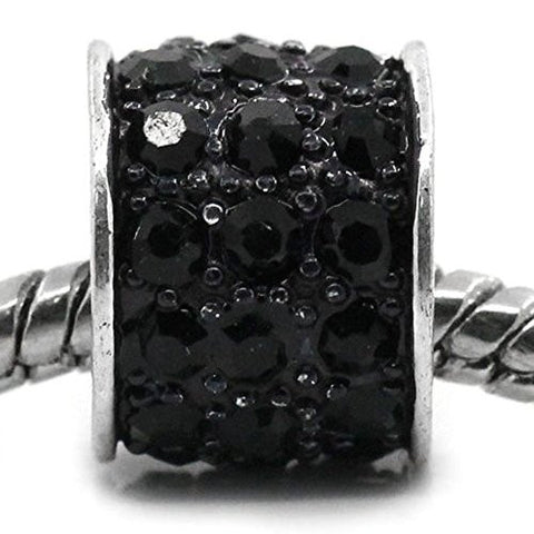 Black Sparkly Charm w/ Rhinestones for Snake Chain Charm Bracelets - Sexy Sparkles Fashion Jewelry - 1