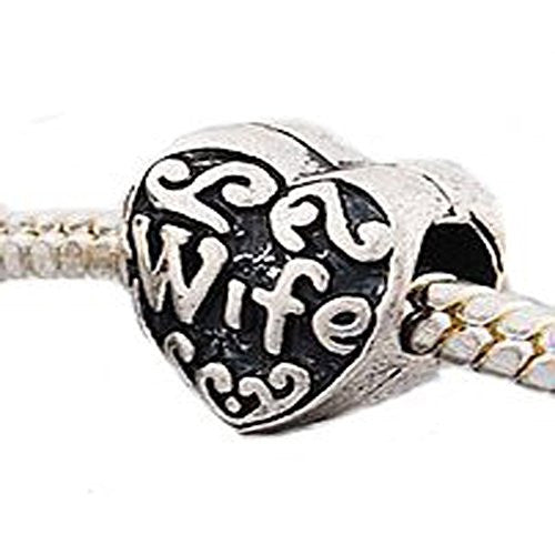 Family Heart Bead Charms for Snake Chain Bracelet (Wife)