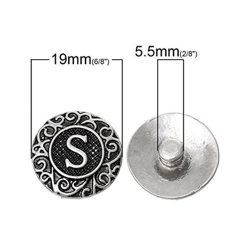 Alphabet Letter S Chunk Snap Button Pendant Fits Snaps Chunk Bracelet - Sexy Sparkles Fashion Jewelry - 3