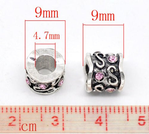 Pink  Rhinestone Birth Charm European Bead Compatible for Most European Snake Chain Bracelet - Sexy Sparkles Fashion Jewelry - 3