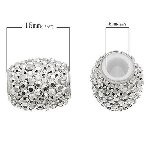 White Oval  Crystal Bead Compatible for Most European Snake Chain Bracelet - Sexy Sparkles Fashion Jewelry - 2