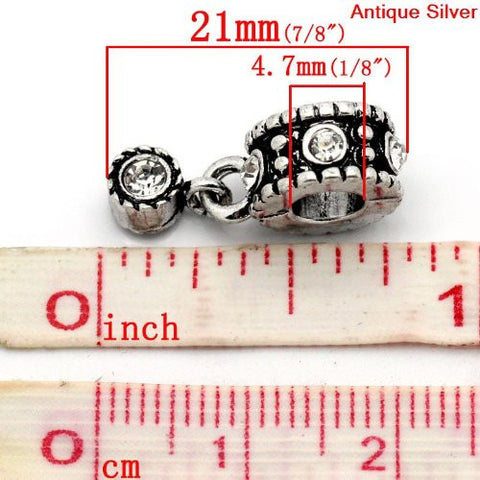 Dangle Bead W/clear  Rhinestones April Birthstone European Bead Compatible for Most European Snake Chain Bracelet - Sexy Sparkles Fashion Jewelry - 3