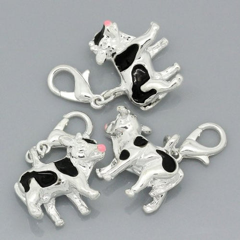 Cow Clip on Pendant for European Charm Jewelry w/ Lobster Clasp - Sexy Sparkles Fashion Jewelry - 3