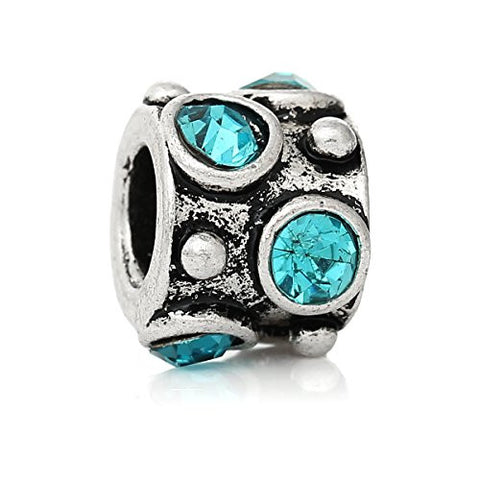 Birthday Month Charms W/ Round  Crystals Bead  (Blue) - Sexy Sparkles Fashion Jewelry - 1
