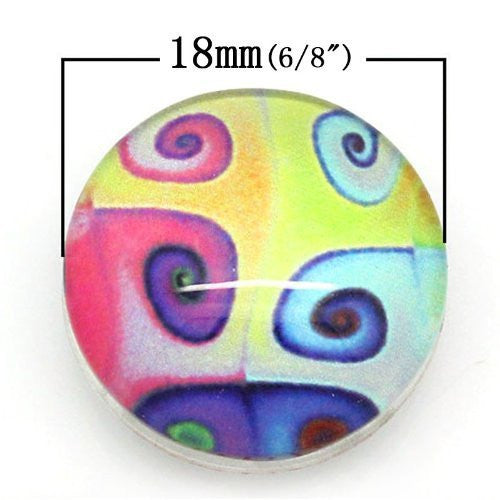 Multi Design Glass Chunk Charm Button Fits Chunk Bracelet 18mm for Noosa Style Bracelet