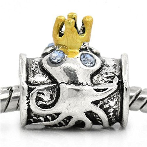 Octopus with a Crown Charm Spacer For Snake Chain Charm Bracelet - Sexy Sparkles Fashion Jewelry - 1