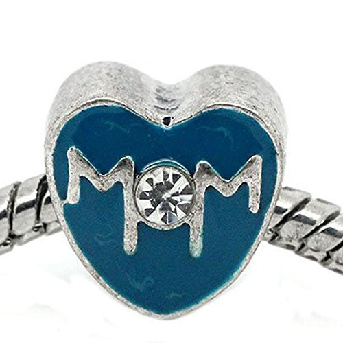 Mothers Day Mom Heart European Bead Compatible for Most European Snake Chain Bracelet - Sexy Sparkles Fashion Jewelry - 1