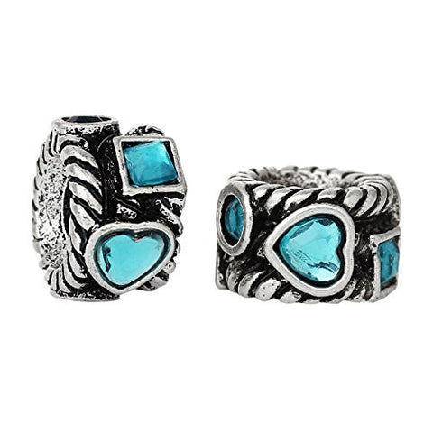 Hears and Square Patten Design Charm Spacer Bead for Snake Chain Charm Bracelet - Sexy Sparkles Fashion Jewelry - 3
