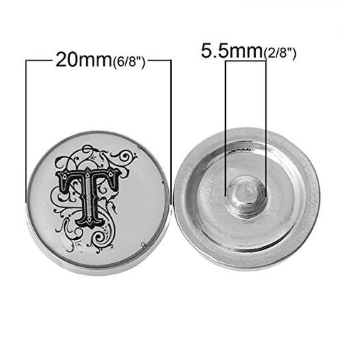 Alphabet Letter T Chunk Snap Button Fits Snaps Chunk Bracelet - Sexy Sparkles Fashion Jewelry - 2