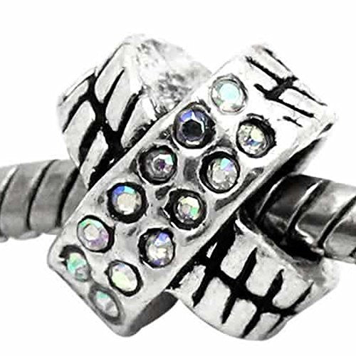 X Design Aurora Borealis Ab Iridescent  Crystals European Bead Compatible for Most European Snake Chain Charm Bracelet - Sexy Sparkles Fashion Jewelry - 1