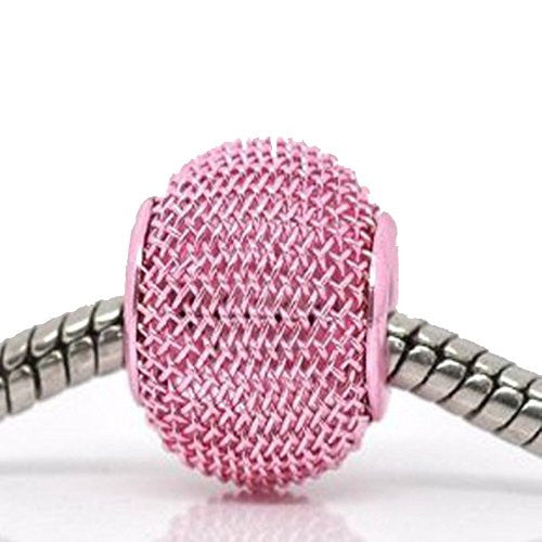 Pink Mesh Charm spacer for Snake Chain Charm Bracelet