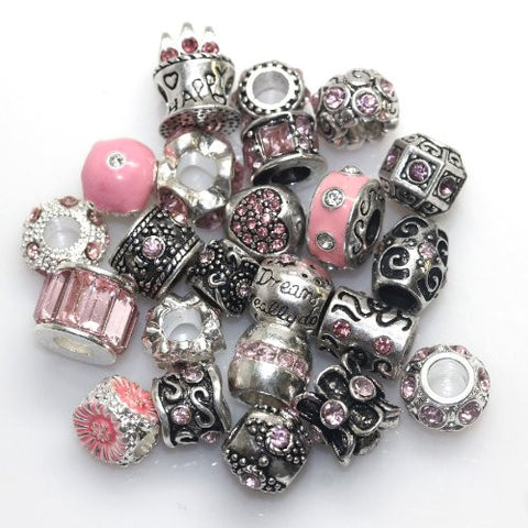 Ten (10) of Assorted Shades of Pink Crystal Rhinestones Beads for Snake Chain Charm Bracelet - Sexy Sparkles Fashion Jewelry - 2
