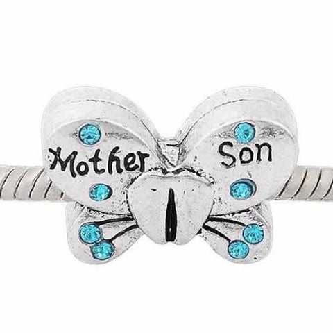 Mother Son Butterfly Charm European Bead Compatible for Most European Snake Chain Bracelets - Sexy Sparkles Fashion Jewelry - 2