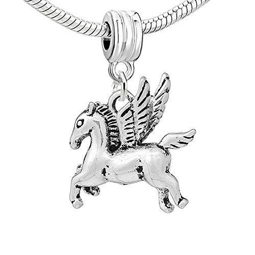 Pegasus Horse with Wings Dangle Charm European Bead Compatible for Most European Snake Chain Bracelet