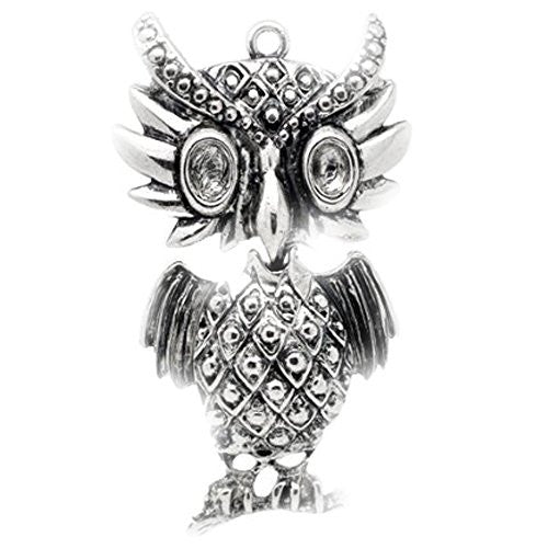 Silver Tone Owl Charm Pendant for Necklace- - Sexy Sparkles Fashion Jewelry - 1