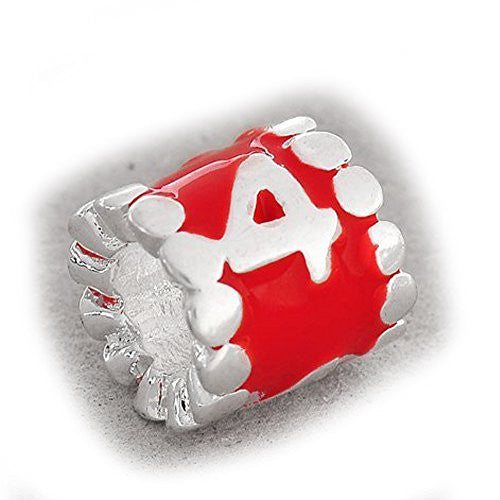 Your Lucky Numbers 4 Red Enamel Number Charm Beads Spacer For Snake Chain Bracelet