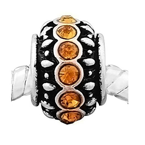 November Rhinestone Topaz Birthstone Charm European Bead Compatible for Most European Snake Chain Bracelet - Sexy Sparkles Fashion Jewelry