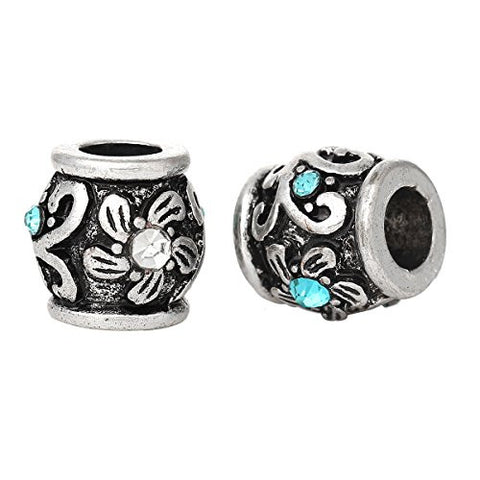 Flower with Blue ed Crystals Charm Bead - Sexy Sparkles Fashion Jewelry - 2