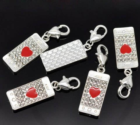 Clip on Rhinestone Iphone Charm Pendant for European Jewelry w/ Lobster Clasp - Sexy Sparkles Fashion Jewelry - 4