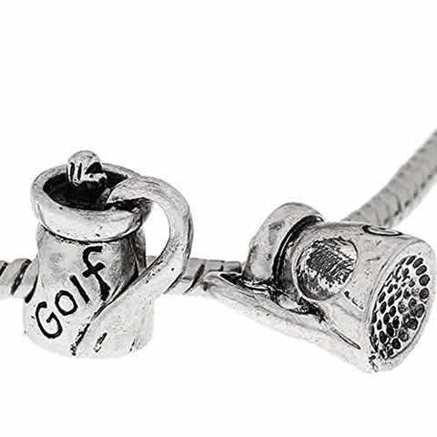 Golf Bag Charm European Bead Compatible for Most European Snake Chain Bracelet - Sexy Sparkles Fashion Jewelry - 1