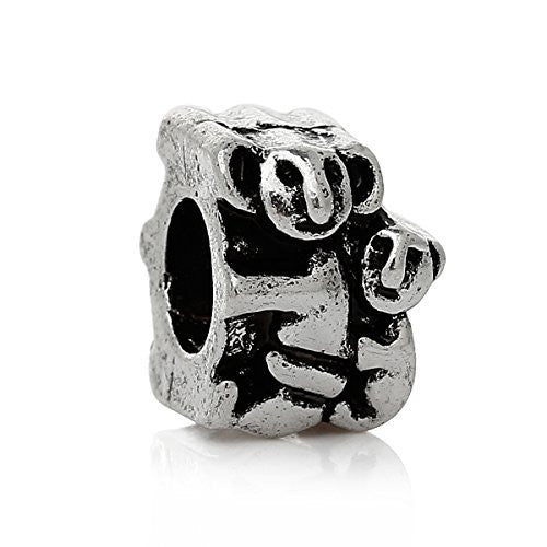 Mom and Son Sloth Animals Hugging Charm Bead for Most European Snake Chain Bracelet