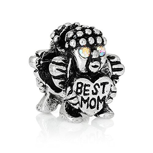 Child Holding Best Mom Heart Bead Compatible for Most European Snake Chain Bracelet - Sexy Sparkles Fashion Jewelry - 1