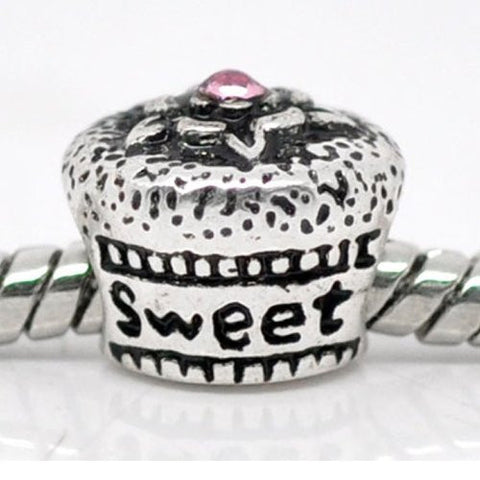 Sweet 16 Cup Cake European Bead Compatible for Most European Snake Chain Bracelet - Sexy Sparkles Fashion Jewelry - 4
