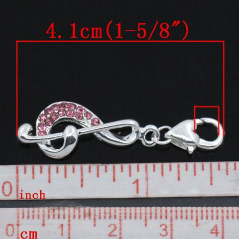 Pink Music Note Charm for European Jewelry w/ Lobster Clasp - Sexy Sparkles Fashion Jewelry - 3
