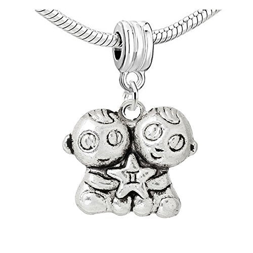 Kids Holding Gemini Zodiac Sign Bead Compatible for Most European Snake Chain Bracelet - Sexy Sparkles Fashion Jewelry