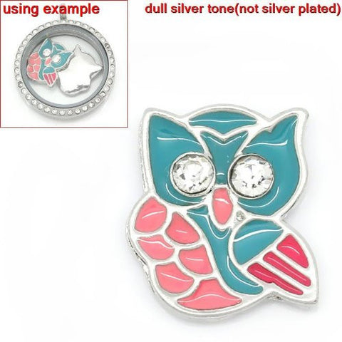 Owl Floating Charm For Glass Living Memory Lockets - Sexy Sparkles Fashion Jewelry - 2