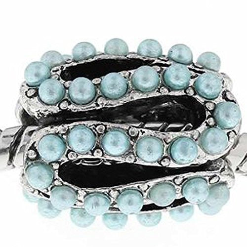S Pattern Charm Bead with Light Blue Acrylic Balls For Snake Chain Bracelet