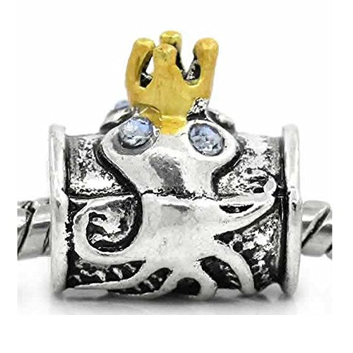 Octopus with Crown Charm European Bead Compatible for Most European Snake Chain Bracelet - Sexy Sparkles Fashion Jewelry - 1