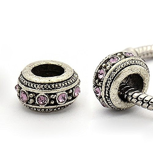 Amethyst  Crystal Spacer Bead European Bead Compatible for Most European Snake Chain Charm Bracelet