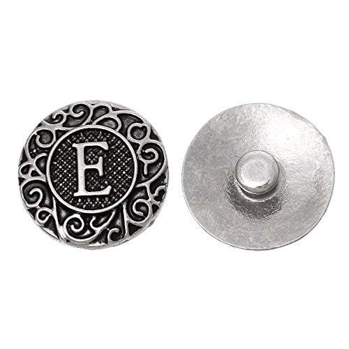 Alphabet Letter E Chunk Snap Button Pendant Fits Snaps Chunk Bracelet - Sexy Sparkles Fashion Jewelry - 1
