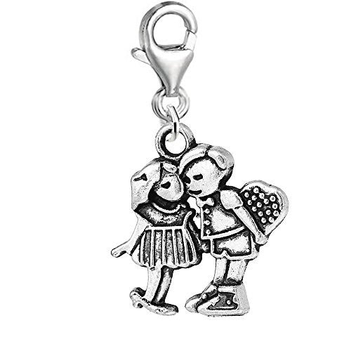 Couple Boyfriend and Girlfriend in Love Clip on Pendant Charm for Bracelet or Necklace - Sexy Sparkles Fashion Jewelry