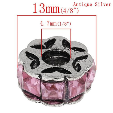 Pink Flower Design Charm Beads for Snake Charm Charm Bracelet - Sexy Sparkles Fashion Jewelry - 2