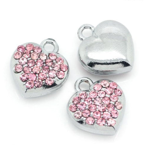 Pink Rhinestone Heart Dangle European Bead Compatible for Most European Snake Chain Bracelets - Sexy Sparkles Fashion Jewelry - 3