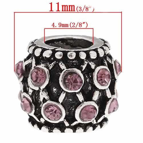 Purple Rhinestone Charm Bead For Snake Chain Bracelet - Sexy Sparkles Fashion Jewelry - 3
