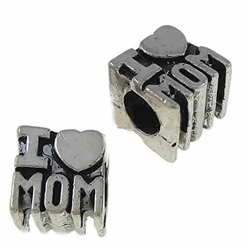 I Love Mom Charm Bead Spacers For Snake Chain Charm Bracelet - Sexy Sparkles Fashion Jewelry