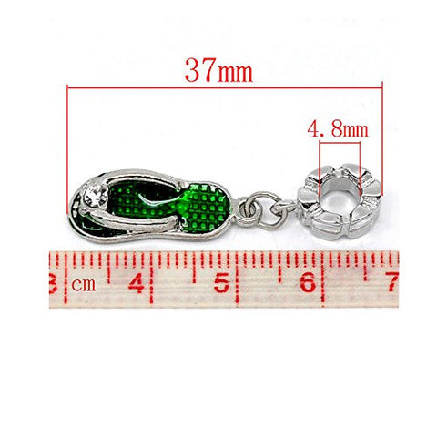 Green Beach Sandal Charm Bead Spacer for Snake Chain Bracelet - Sexy Sparkles Fashion Jewelry - 3