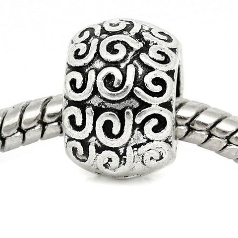 Swirl Pattern Carved on European Bead Compatible for Most European Snake Chain Charm Bracelet - Sexy Sparkles Fashion Jewelry - 4