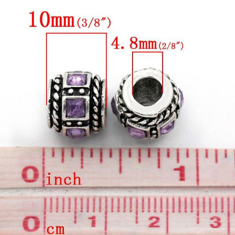 Amethyst Squre Design Birthstone Charm Beads for Snake Chain Bracelets - Sexy Sparkles Fashion Jewelry - 2