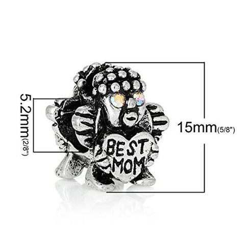 Child Holding Best Mom Heart Bead Compatible for Most European Snake Chain Bracelet - Sexy Sparkles Fashion Jewelry - 3