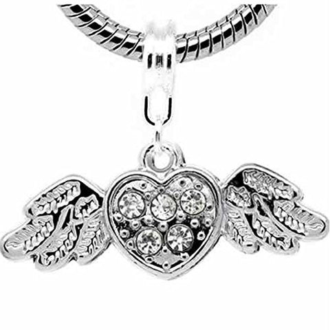 Angel Heart Wings Charm Dangle Bead Spacer for Snake Chain Charm Bracelet - Sexy Sparkles Fashion Jewelry - 1