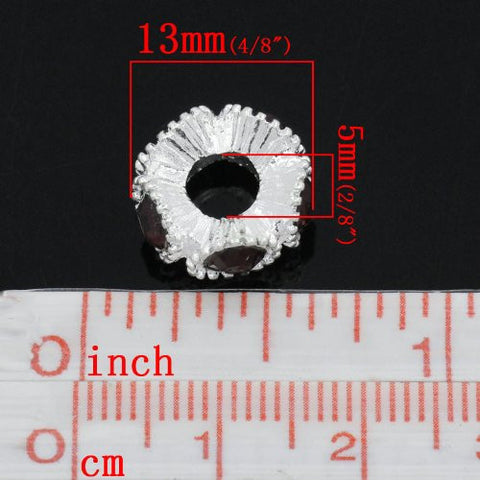 Flower with Red Rhinestones Charm Spacer For Snake Chain Charm Bracelets - Sexy Sparkles Fashion Jewelry - 2