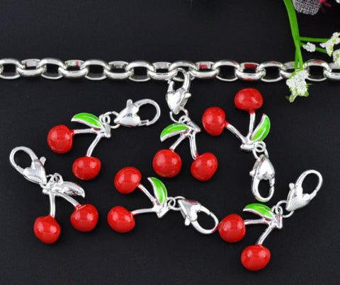 Clip on Red Cherries Charm for European Jewelry w/ Lobster Clasp - Sexy Sparkles Fashion Jewelry - 4