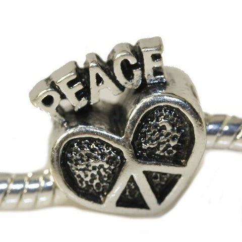Peace Heart European Bead Compatible for Most European Snake Chain Charm Bracelet - Sexy Sparkles Fashion Jewelry - 3