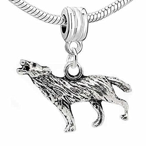 Hawling Wolf 3d Dangle Charm European Bead Compatible for Most European Snake Chain Bracelet - Sexy Sparkles Fashion Jewelry - 1