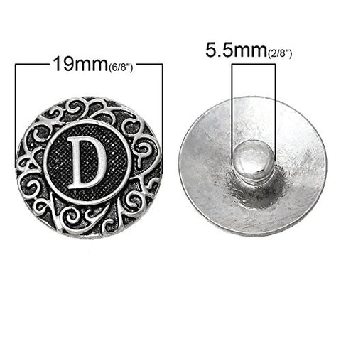 Alphabet Letter D Chunk Snap Button or Pendant Fits Snaps Chunk Bracelet - Sexy Sparkles Fashion Jewelry - 3